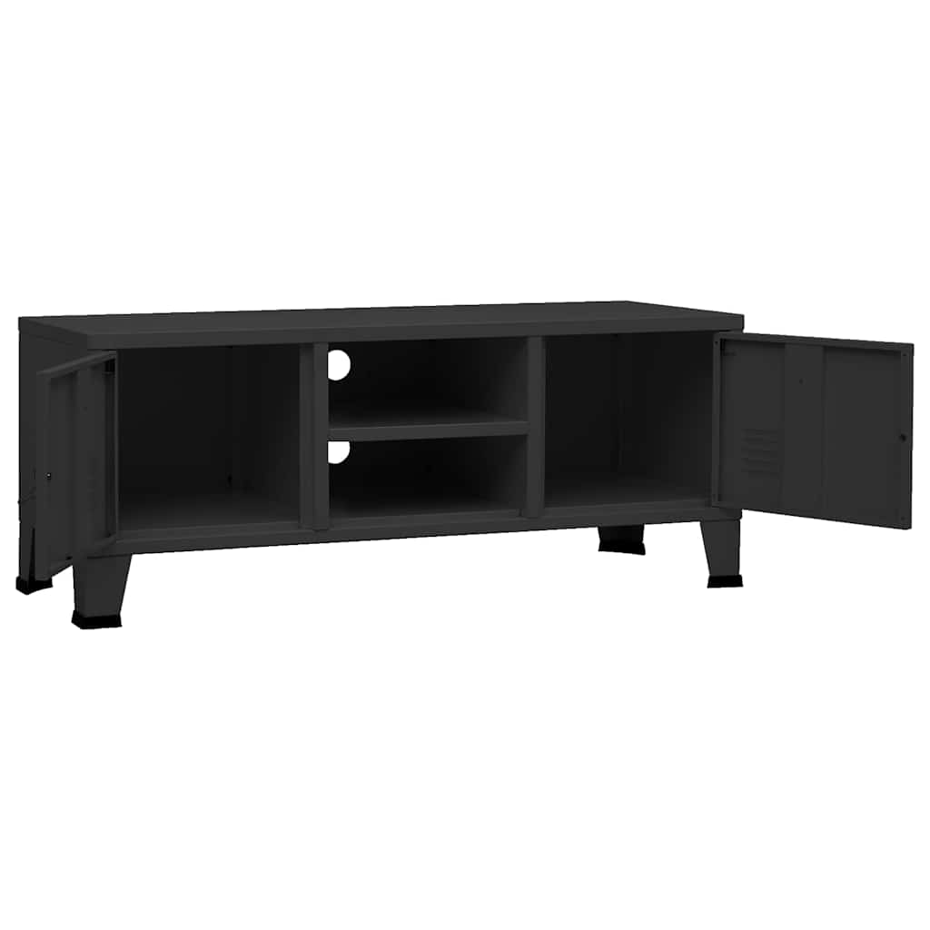 Tv-meubel industrieel 105x35x42 cm metaal zwart is nu te koop bij PeponiXL, paradijselijk wonen!