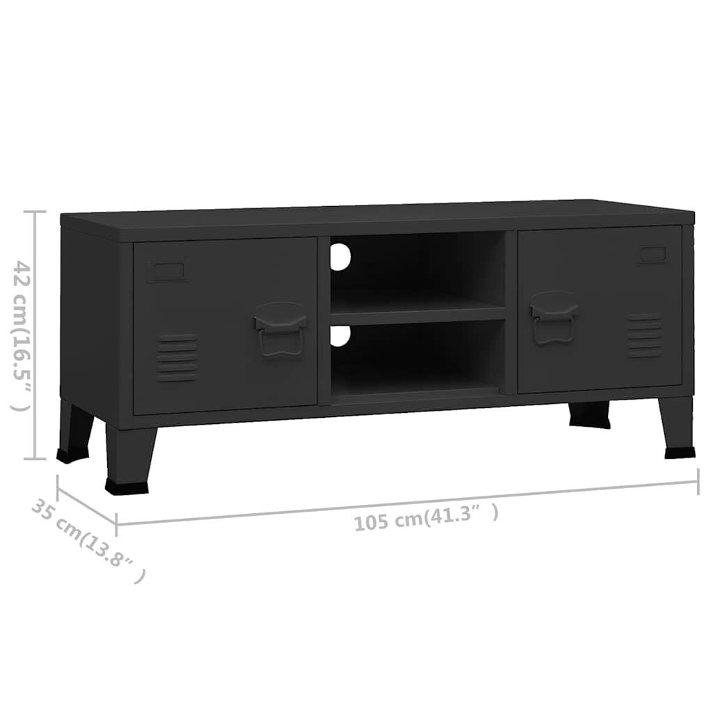 Tv-meubel industrieel 105x35x42 cm metaal zwart is nu te koop bij PeponiXL, paradijselijk wonen!
