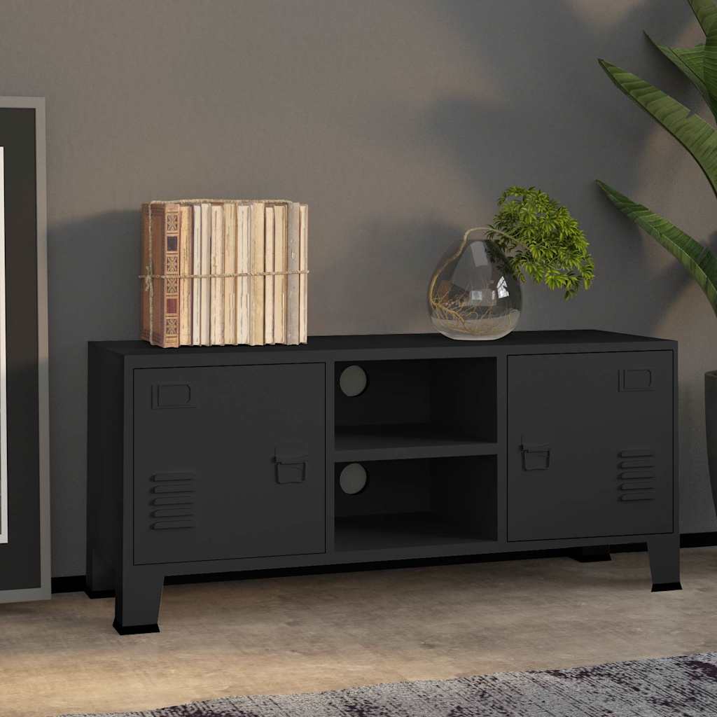 Tv-meubel industrieel 105x35x42 cm metaal zwart is nu te koop bij PeponiXL, paradijselijk wonen!