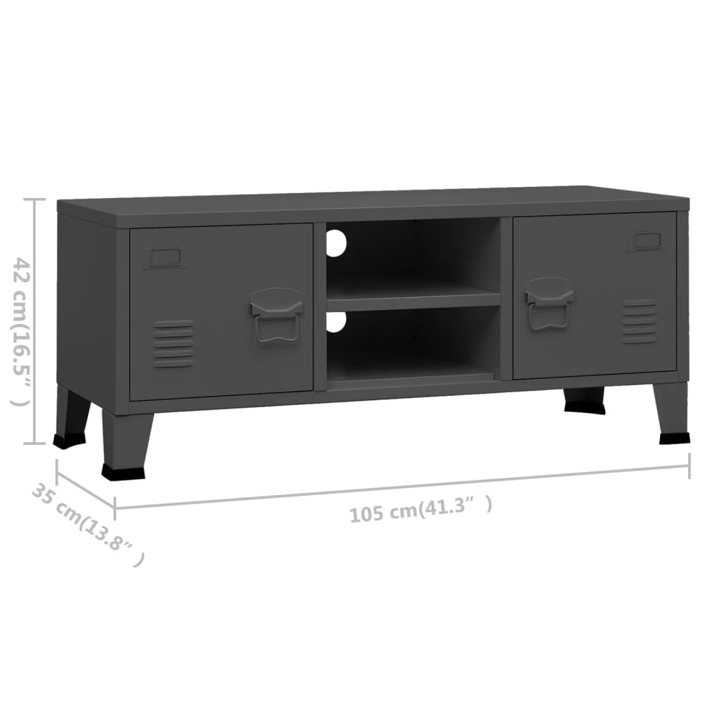 Tv-meubel industrieel 105x35x42 cm metaal antracietkleurig is nu te koop bij PeponiXL, paradijselijk wonen!