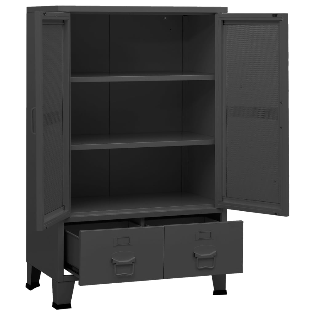 Opbergkast industrieel 70x40x115 cm metaal antracietkleurig is nu te koop bij PeponiXL, paradijselijk wonen!