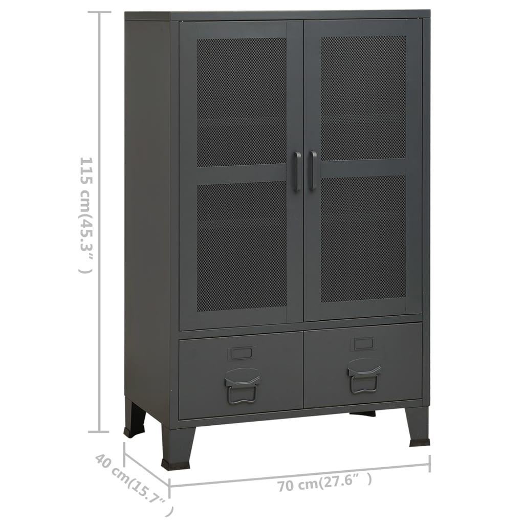 Opbergkast industrieel 70x40x115 cm metaal antracietkleurig is nu te koop bij PeponiXL, paradijselijk wonen!