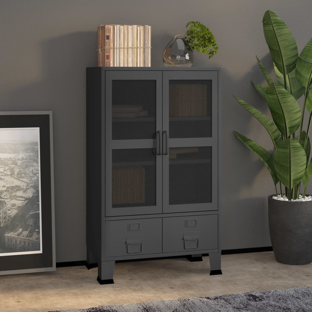 Opbergkast industrieel 70x40x115 cm metaal antracietkleurig is nu te koop bij PeponiXL, paradijselijk wonen!