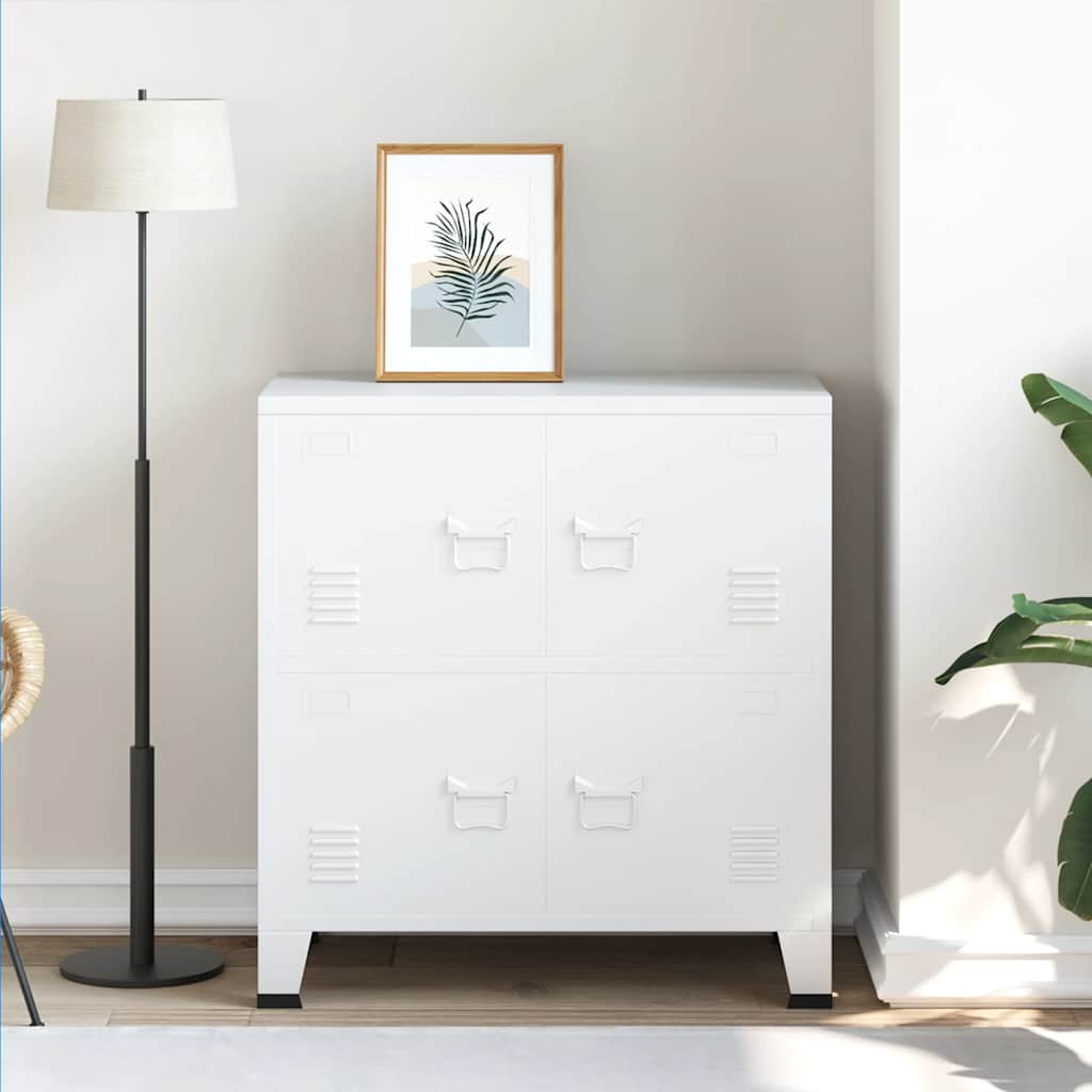 Opbergkast industrieel 75x40x80 cm staal wit is nu te koop bij PeponiXL, paradijselijk wonen!