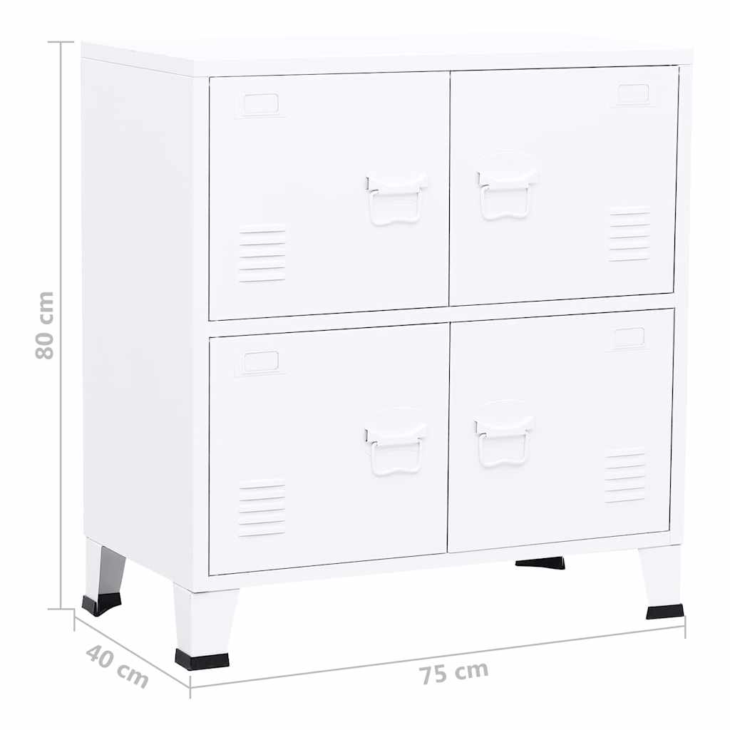 Opbergkast industrieel 75x40x80 cm staal wit is nu te koop bij PeponiXL, paradijselijk wonen!