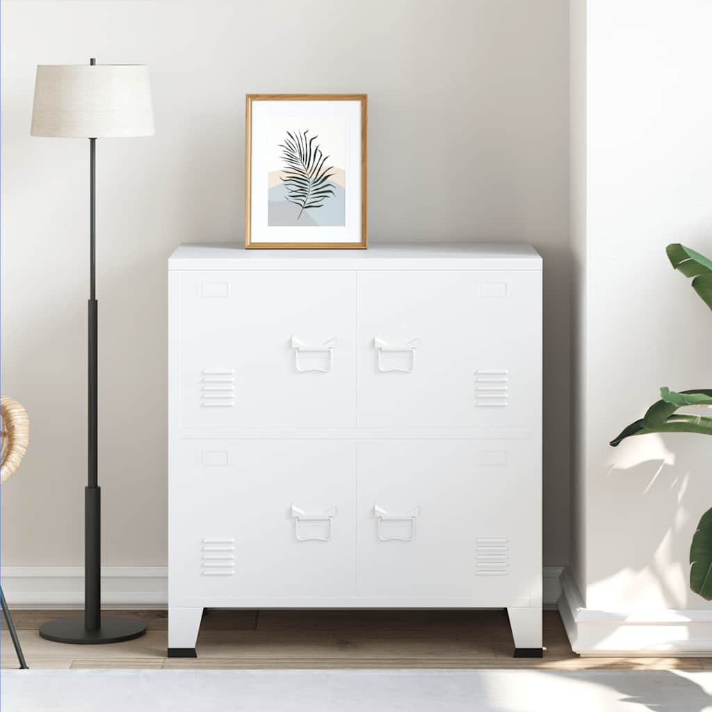 Opbergkast industrieel 75x40x80 cm staal wit is nu te koop bij PeponiXL, paradijselijk wonen!