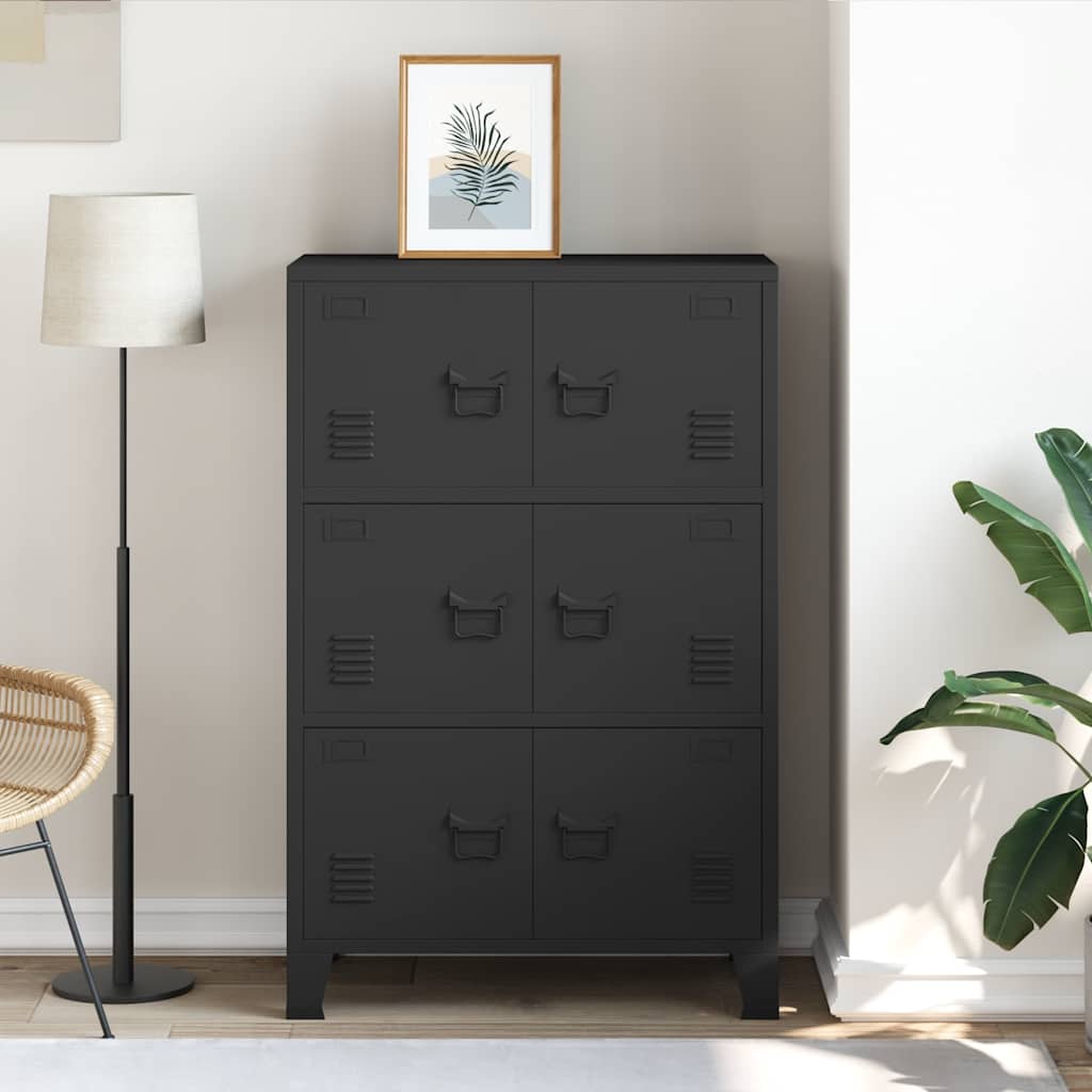 Opbergkast industrieel 75x40x115 cm metaal zwart is nu te koop bij PeponiXL, paradijselijk wonen!