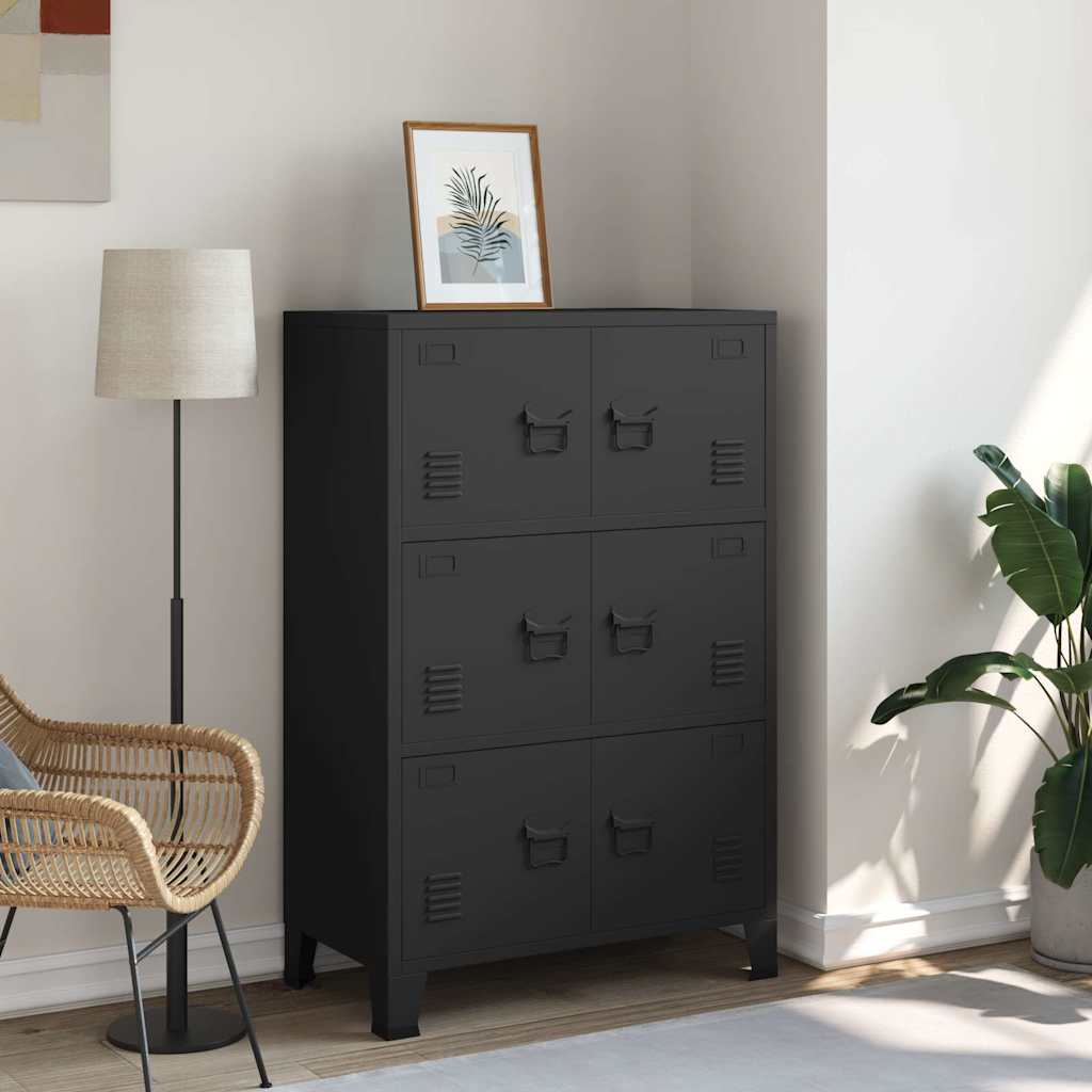 Opbergkast industrieel 75x40x115 cm metaal zwart is nu te koop bij PeponiXL, paradijselijk wonen!