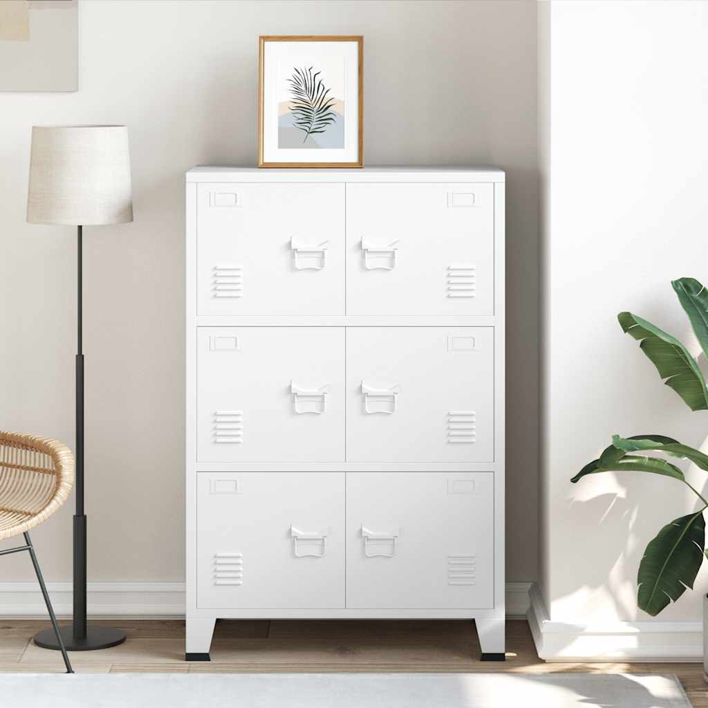 Opbergkast industrieel 75x40x115 cm metaal wit is nu te koop bij PeponiXL, paradijselijk wonen!