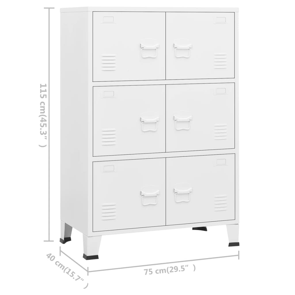 Opbergkast industrieel 75x40x115 cm metaal wit is nu te koop bij PeponiXL, paradijselijk wonen!