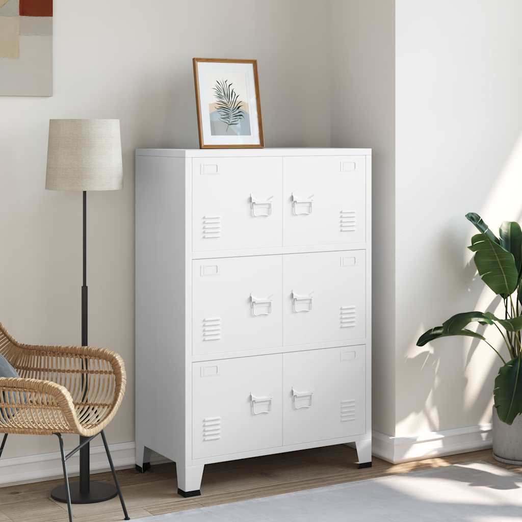 Opbergkast industrieel 75x40x115 cm metaal wit is nu te koop bij PeponiXL, paradijselijk wonen!