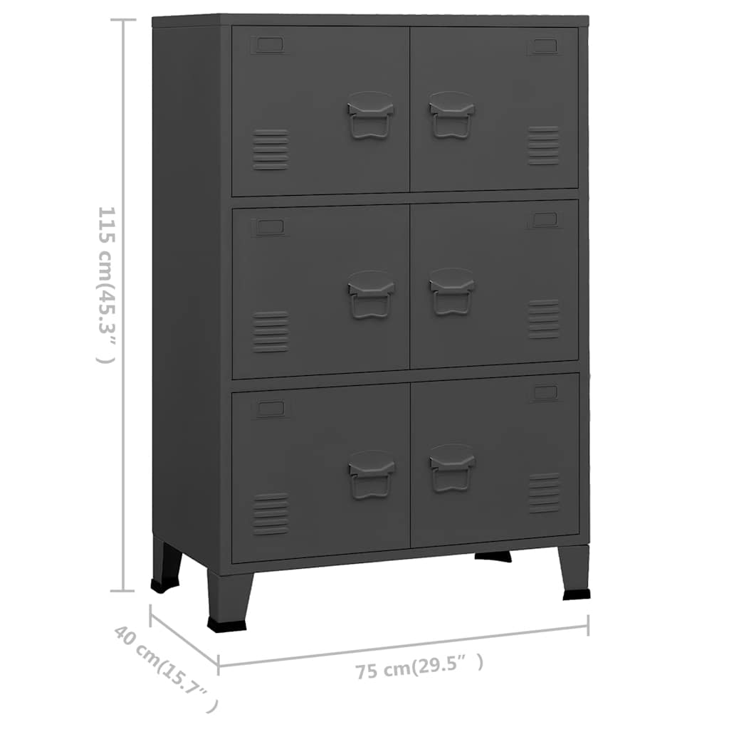 Opbergkast industrieel 70x40x115 cm metaal antracietkleurig is nu te koop bij PeponiXL, paradijselijk wonen!