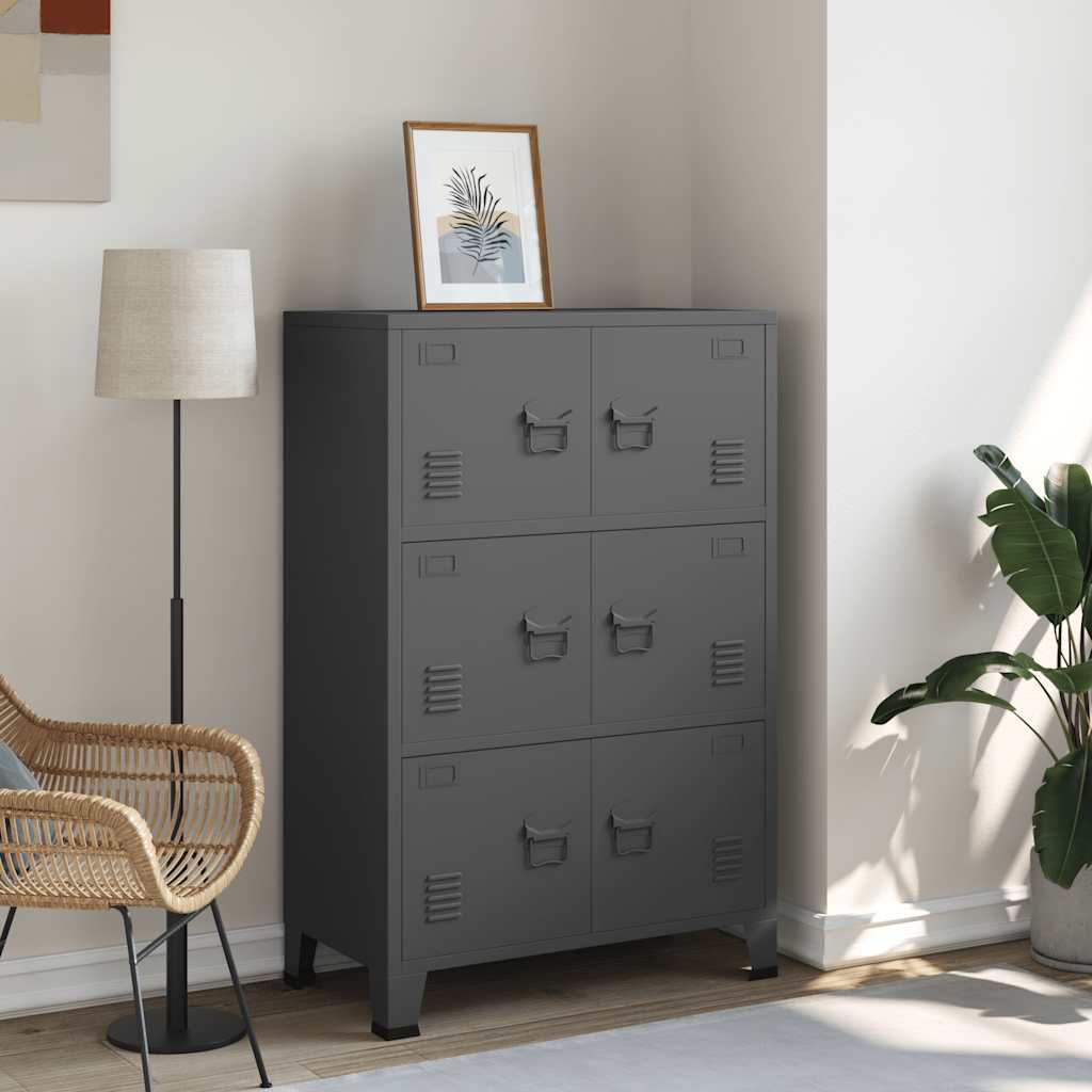 Opbergkast industrieel 70x40x115 cm metaal antracietkleurig is nu te koop bij PeponiXL, paradijselijk wonen!