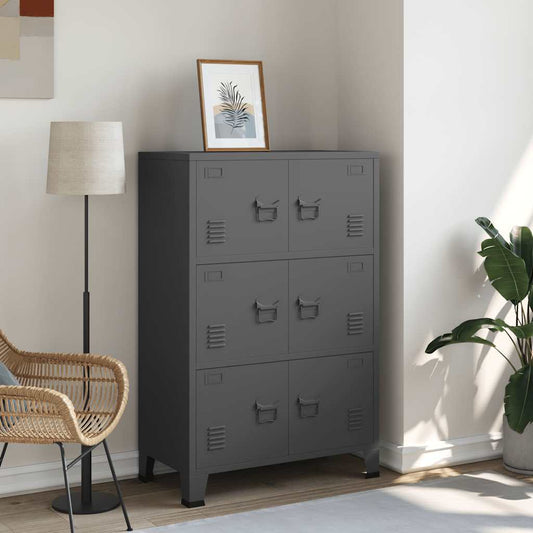 Opbergkast industrieel 70x40x115 cm metaal antracietkleurig is nu te koop bij PeponiXL, paradijselijk wonen!