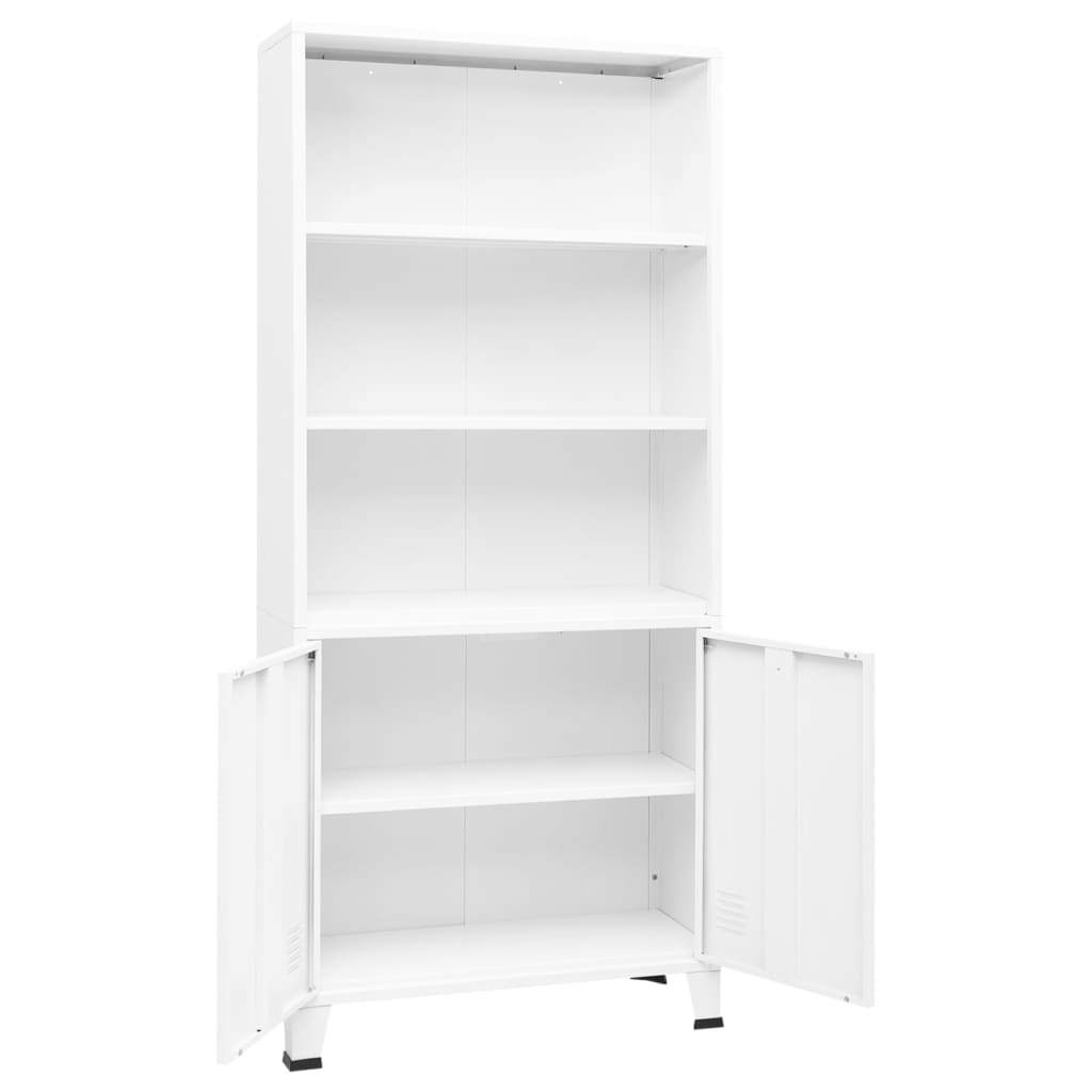 Boekenkast industrieel 80x32x180 cm staal wit is nu te koop bij PeponiXL, paradijselijk wonen!