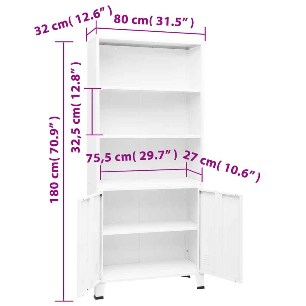 Boekenkast industrieel 80x32x180 cm staal wit is nu te koop bij PeponiXL, paradijselijk wonen!