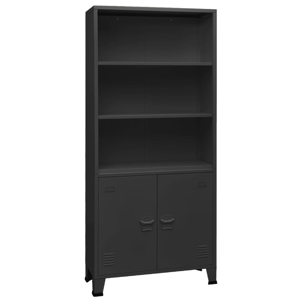 Boekenkast industrieel 80x32x180 cm staal antracietkleurig is nu te koop bij PeponiXL, paradijselijk wonen!