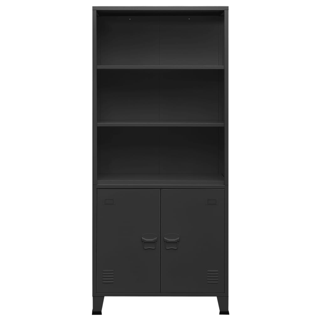 Boekenkast industrieel 80x32x180 cm staal antracietkleurig is nu te koop bij PeponiXL, paradijselijk wonen!