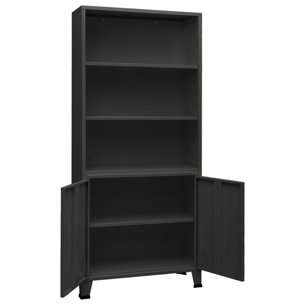 Boekenkast industrieel 80x32x180 cm staal antracietkleurig is nu te koop bij PeponiXL, paradijselijk wonen!