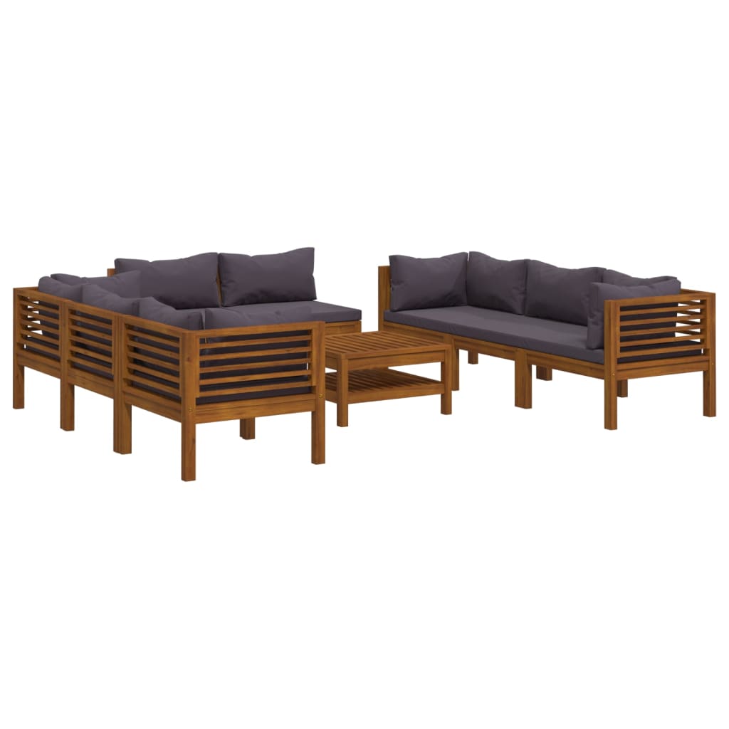 9-delige Loungeset met kussens massief acaciahout is nu te koop bij PeponiXL, paradijselijk wonen!