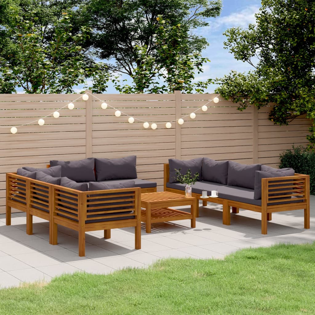 9-delige Loungeset met kussens massief acaciahout is nu te koop bij PeponiXL, paradijselijk wonen!