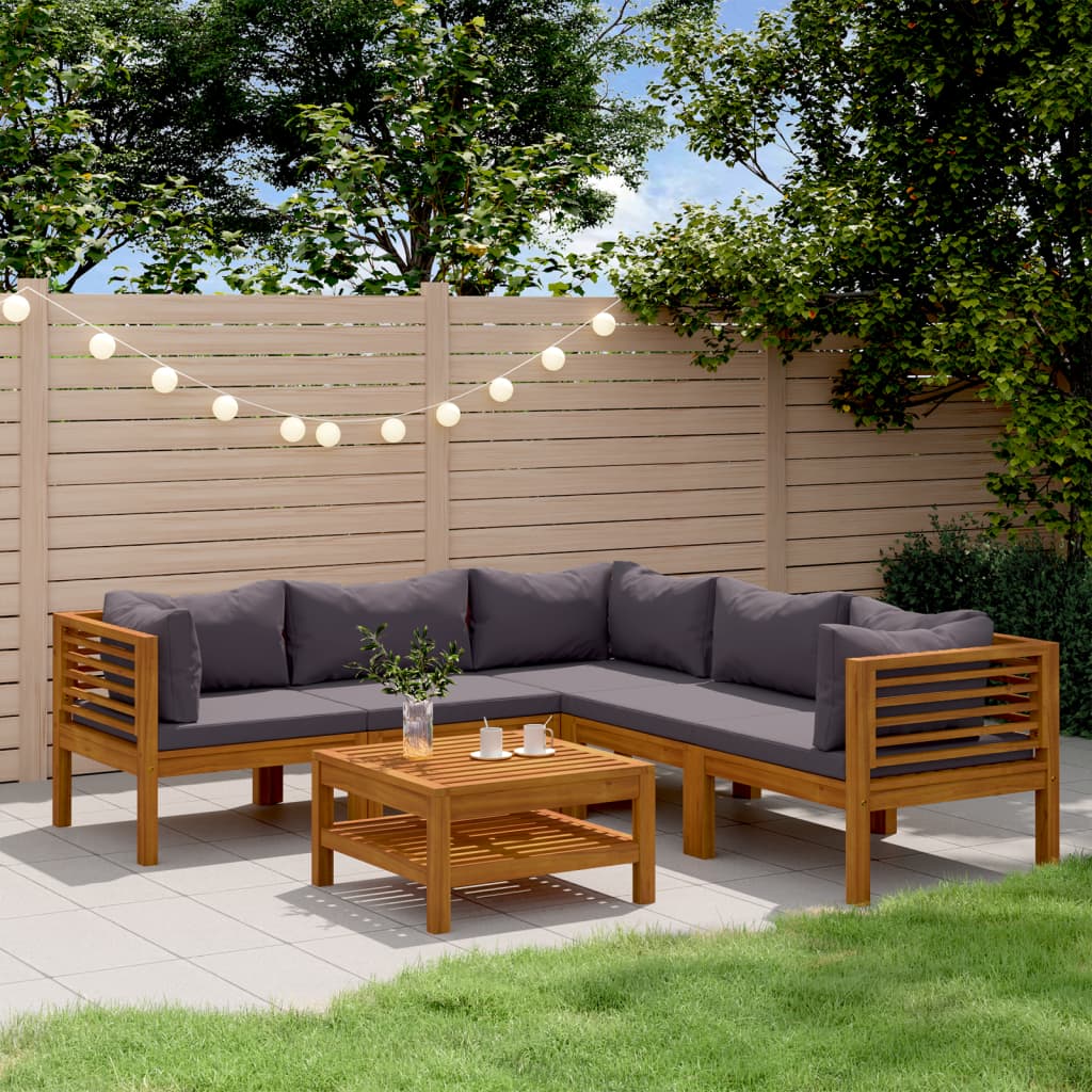 6-delige Loungeset met kussens massief acaciahout is nu te koop bij PeponiXL, paradijselijk wonen!