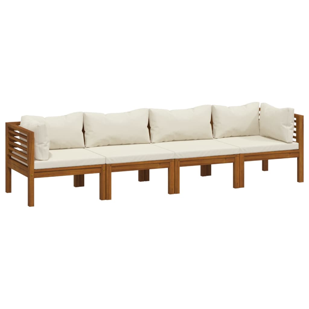 Tuinbank 4-zits met crèmekleurig kussen massief acaciahout is nu te koop bij PeponiXL, paradijselijk wonen!