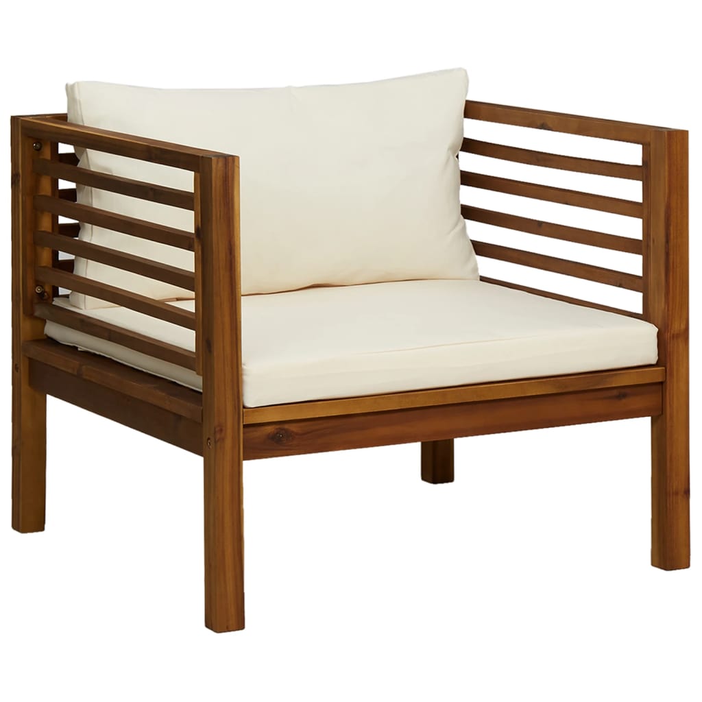 5-delige Loungeset met crèmekleurige kussens massief acaciahout is nu te koop bij PeponiXL, paradijselijk wonen!