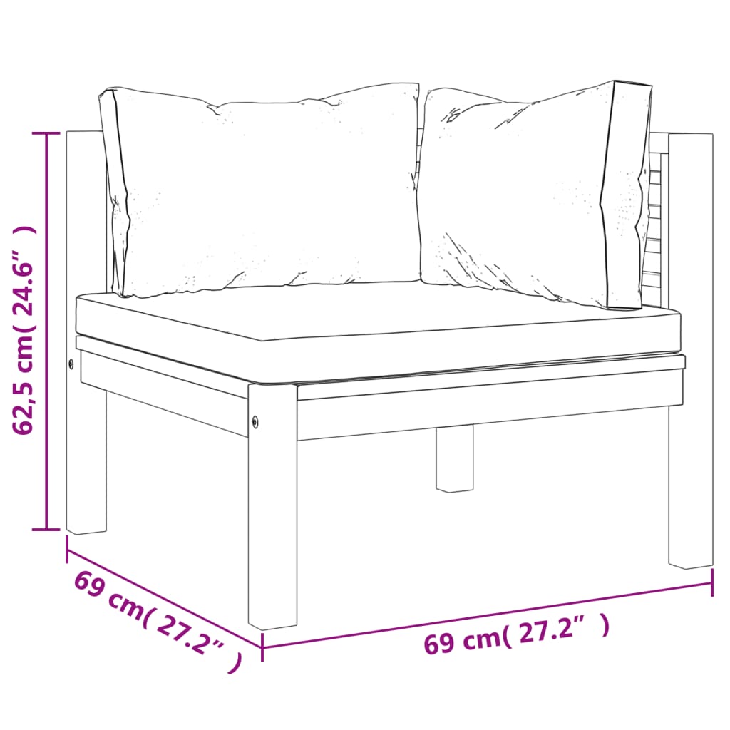 6-delige Loungeset met crèmekleurige kussens massief acaciahout is nu te koop bij PeponiXL, paradijselijk wonen!
