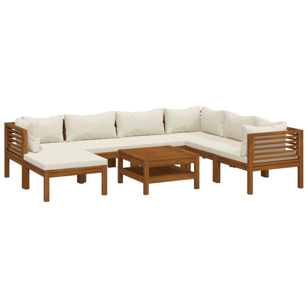 8-delige Loungeset met crèmekleurige kussens massief acaciahout is nu te koop bij PeponiXL, paradijselijk wonen!