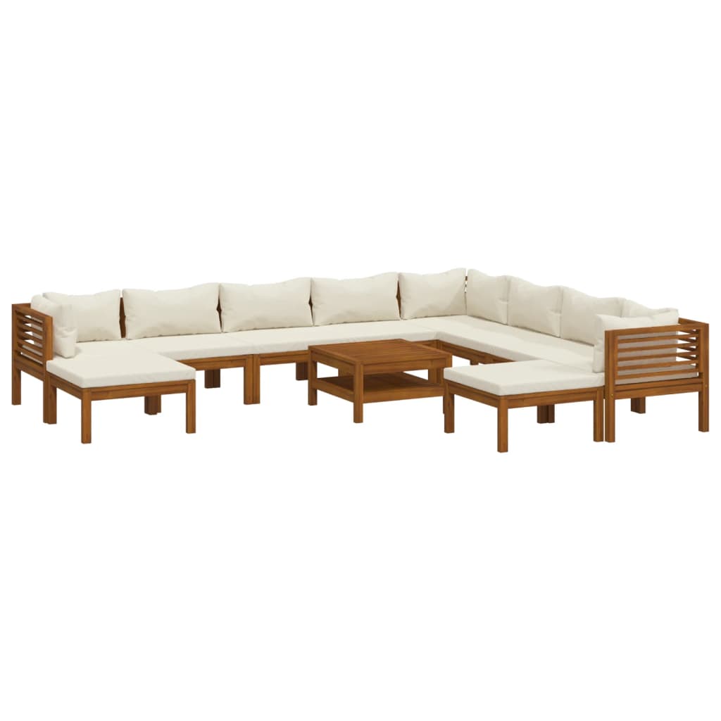 11-delige Loungeset met crèmekleurige kussens massief acaciahout is nu te koop bij PeponiXL, paradijselijk wonen!