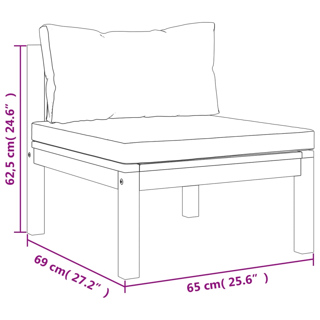 7-delige Loungeset met crèmekleurige kussens massief acaciahout is nu te koop bij PeponiXL, paradijselijk wonen!