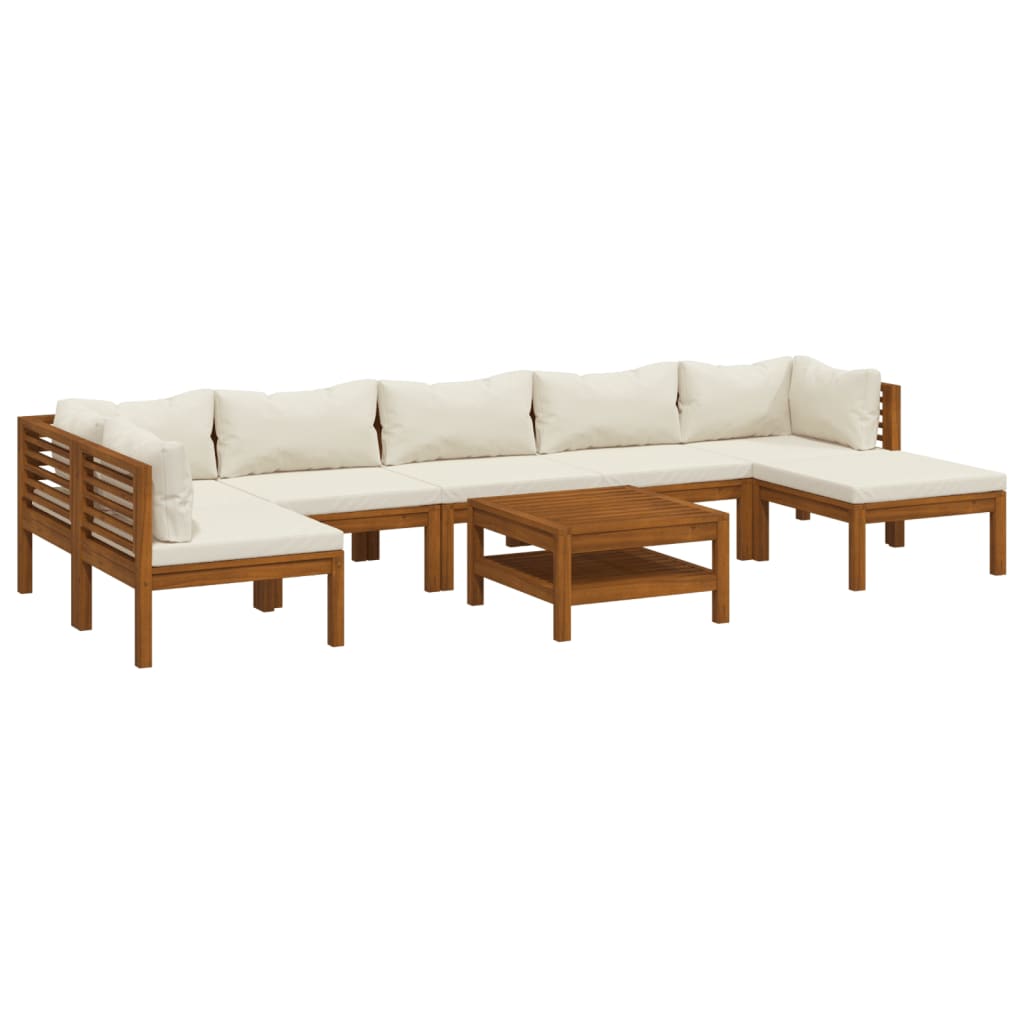 8-delige Loungeset met crèmekleurige kussens massief acaciahout is nu te koop bij PeponiXL, paradijselijk wonen!