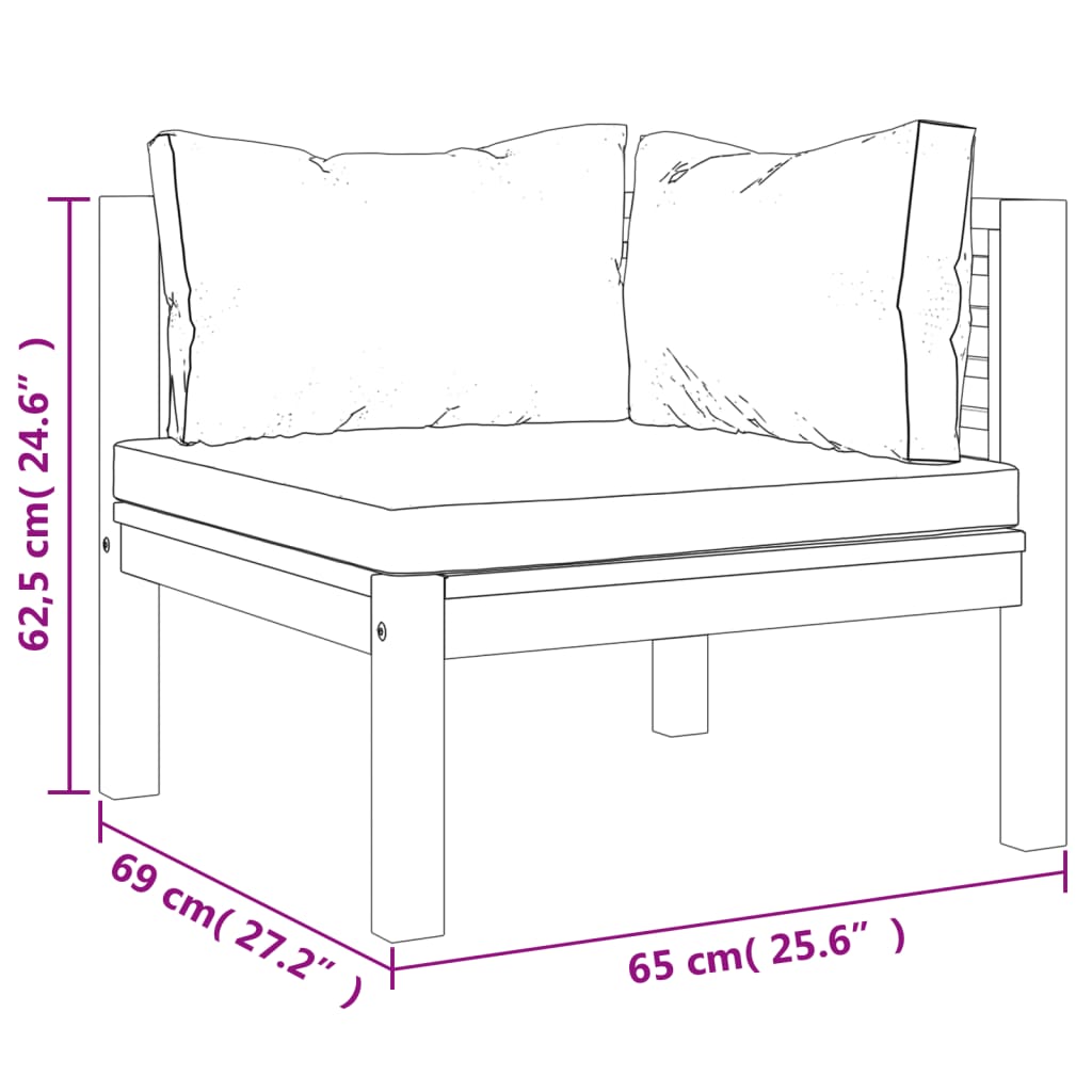 8-delige Loungeset met crèmekleurige kussens massief acaciahout is nu te koop bij PeponiXL, paradijselijk wonen!