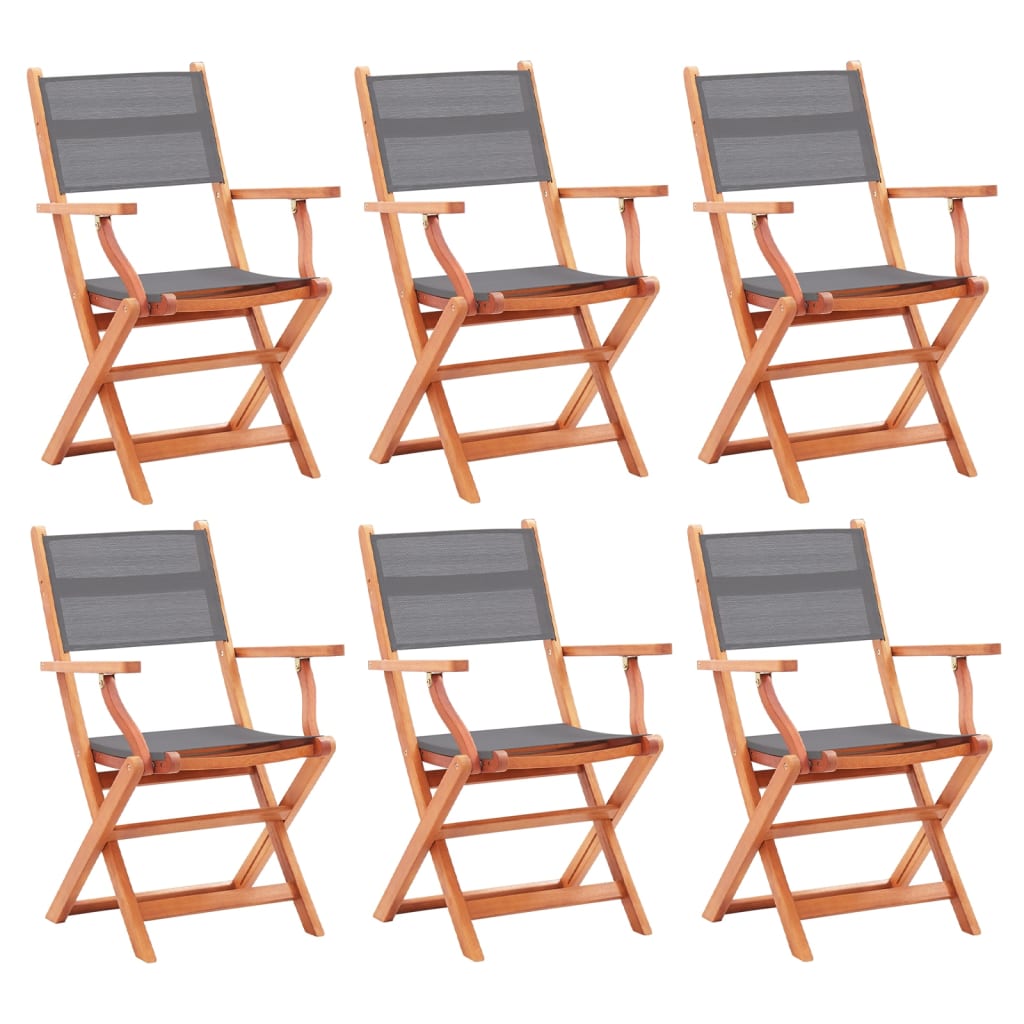 Tuinstoelen 6 st inklapbaar eucalyptushout en textileen grijs is nu te koop bij PeponiXL, paradijselijk wonen!