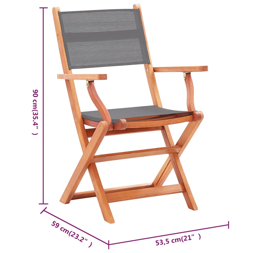 Tuinstoelen 6 st inklapbaar eucalyptushout en textileen grijs is nu te koop bij PeponiXL, paradijselijk wonen!