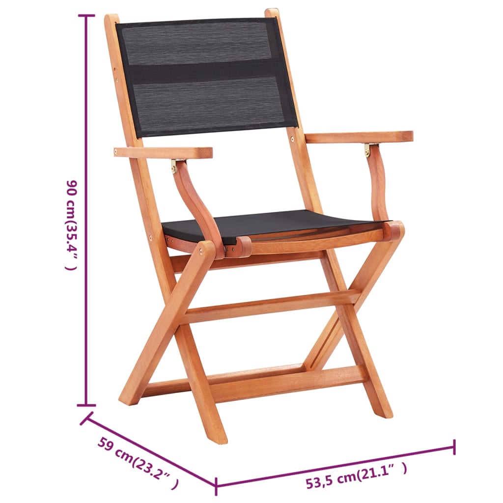 Tuinstoelen 6 st inklapbaar eucalyptushout en textileen zwart is nu te koop bij PeponiXL, paradijselijk wonen!