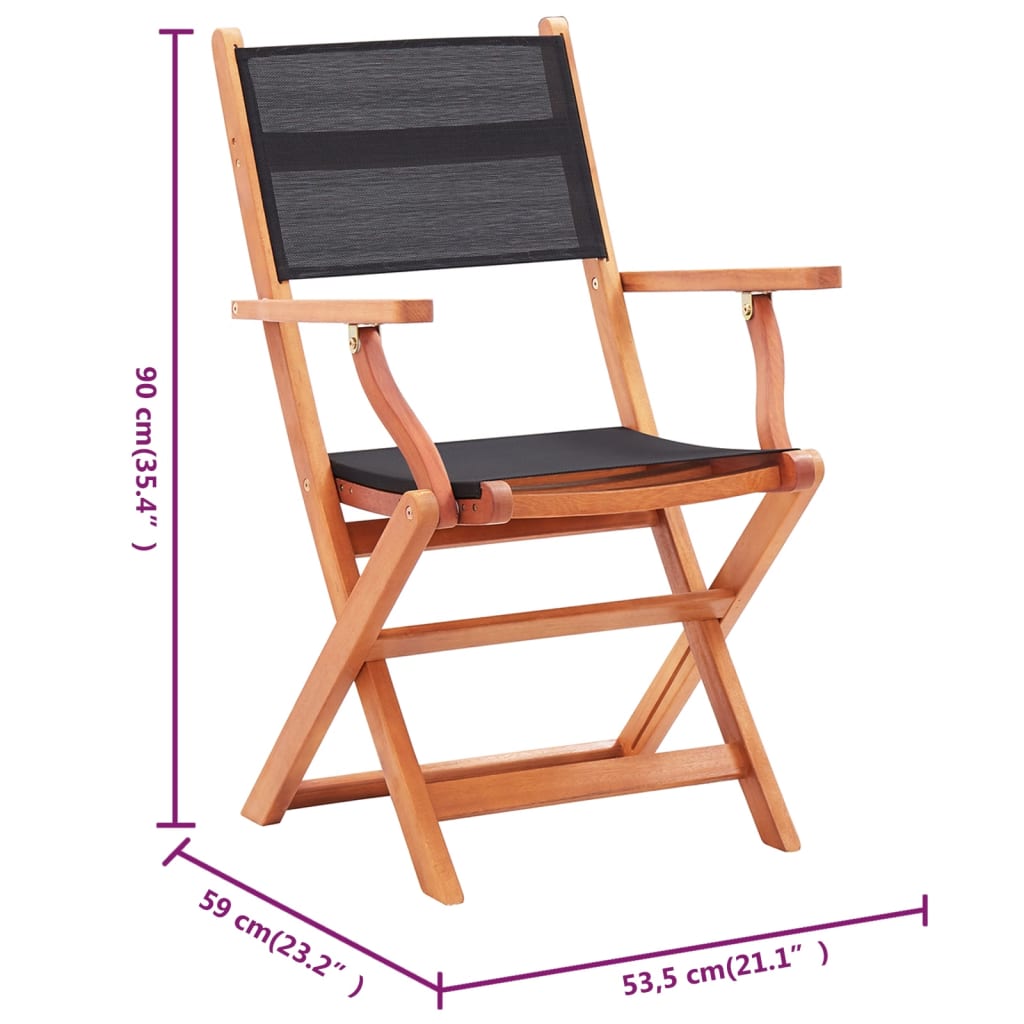 Tuinstoelen 8 st inklapbaar eucalyptushout en textileen zwart is nu te koop bij PeponiXL, paradijselijk wonen!
