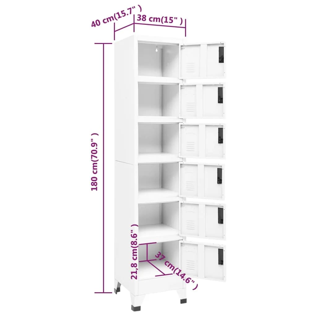 Lockerkast 38x40x180 cm staal wit is nu te koop bij PeponiXL, paradijselijk wonen!