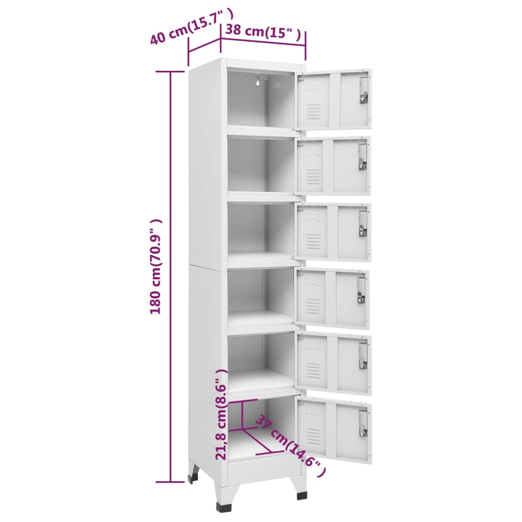 Lockerkast 38x40x180 cm staal lichtgrijs is nu te koop bij PeponiXL, paradijselijk wonen!