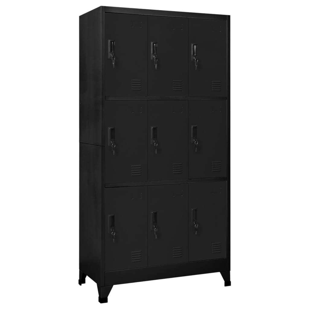 Lockerkast 90x45x180 cm staal zwart is nu te koop bij PeponiXL, paradijselijk wonen!