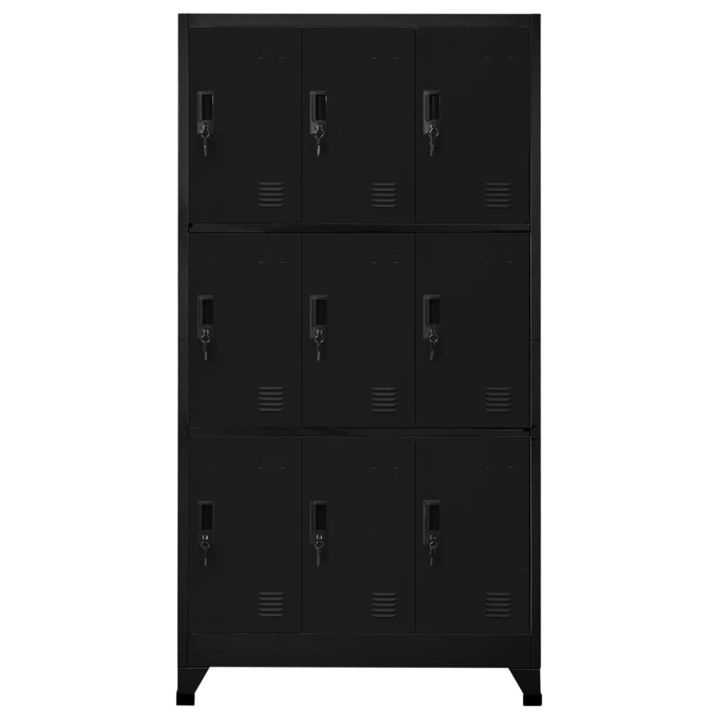 Lockerkast 90x45x180 cm staal zwart is nu te koop bij PeponiXL, paradijselijk wonen!