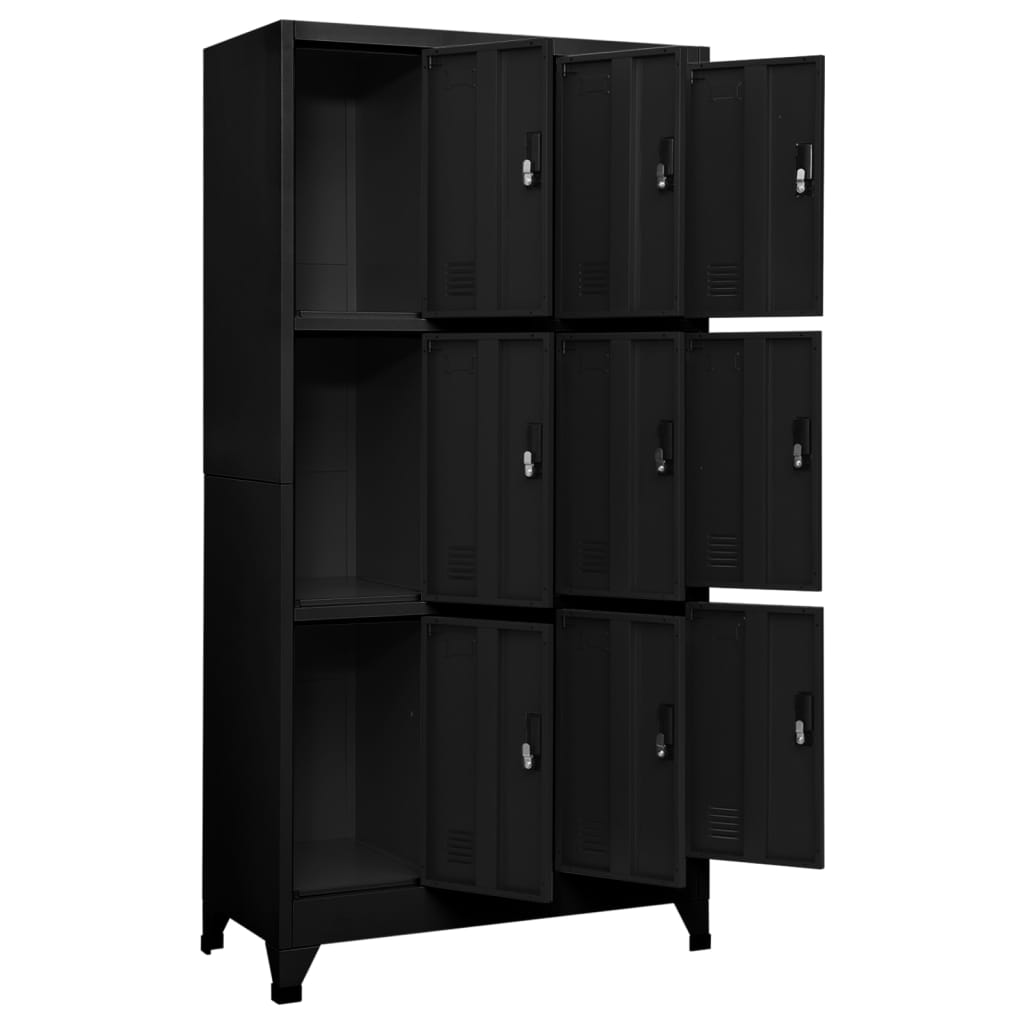 Lockerkast 90x45x180 cm staal zwart is nu te koop bij PeponiXL, paradijselijk wonen!