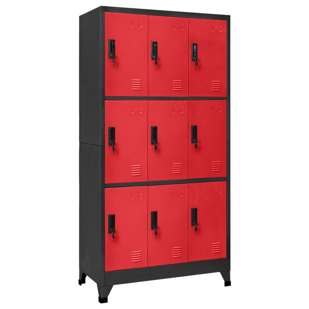 Lockerkast 90x45x180 cm staal antracietkleurig en rood is nu te koop bij PeponiXL, paradijselijk wonen!
