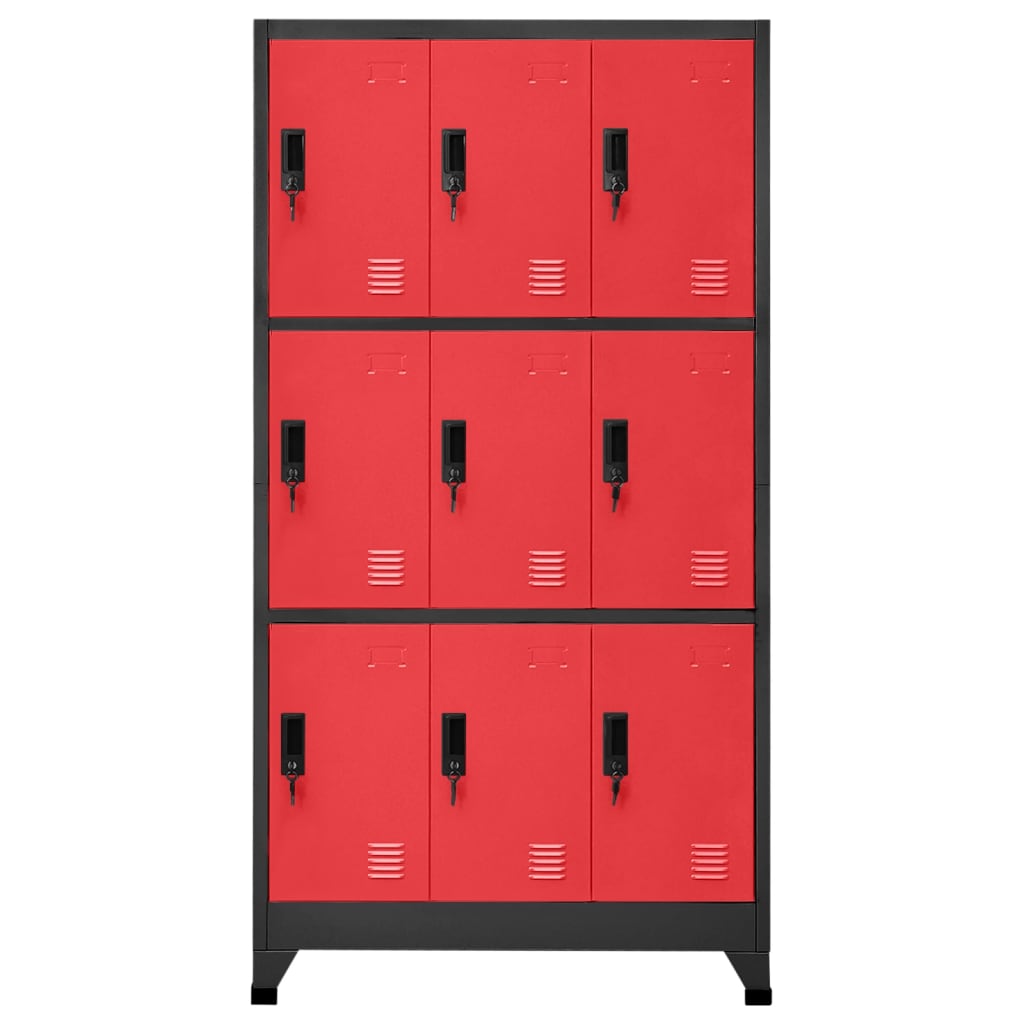 Lockerkast 90x45x180 cm staal antracietkleurig en rood is nu te koop bij PeponiXL, paradijselijk wonen!
