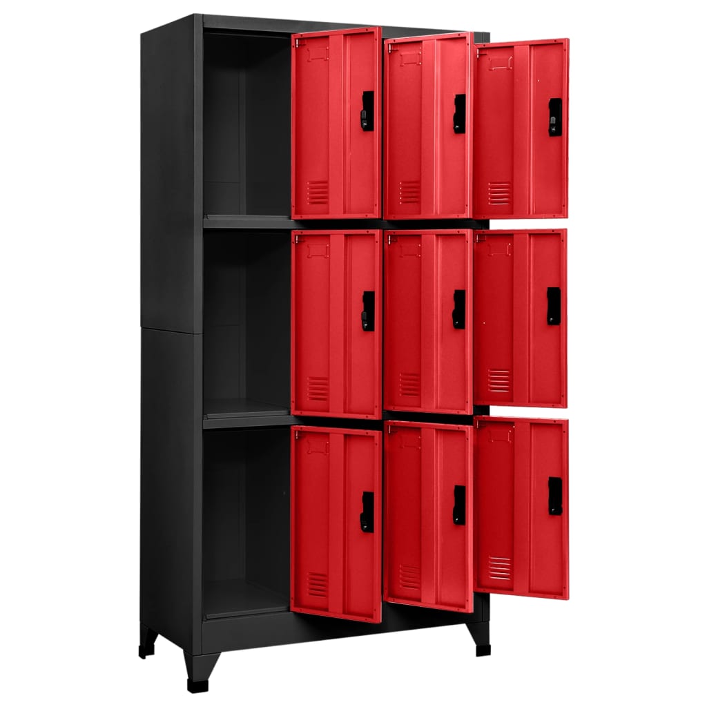 Lockerkast 90x45x180 cm staal antracietkleurig en rood is nu te koop bij PeponiXL, paradijselijk wonen!