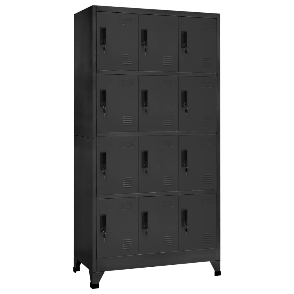 Lockerkast 90x45x180 cm staal antracietkleurig is nu te koop bij PeponiXL, paradijselijk wonen!