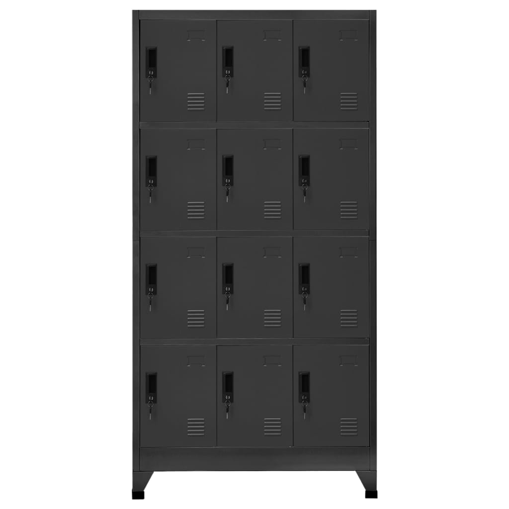Lockerkast 90x45x180 cm staal antracietkleurig is nu te koop bij PeponiXL, paradijselijk wonen!