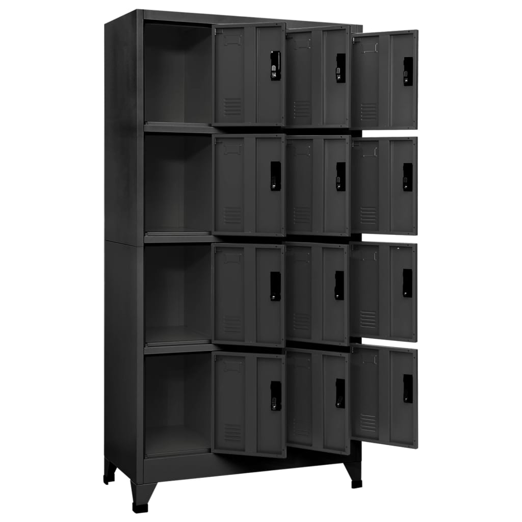 Lockerkast 90x45x180 cm staal antracietkleurig is nu te koop bij PeponiXL, paradijselijk wonen!
