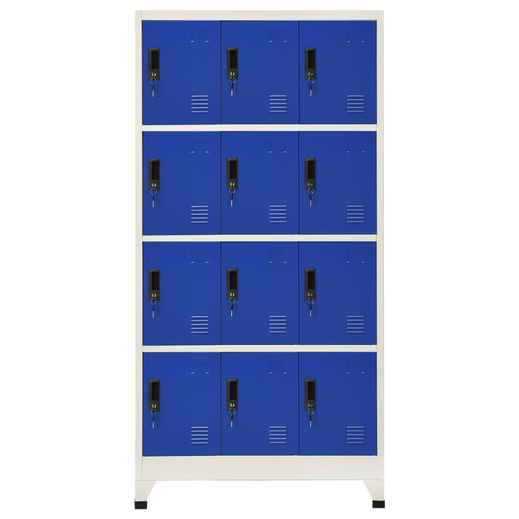 Lockerkast 90x45x180 cm staal grijs en blauw is nu te koop bij PeponiXL, paradijselijk wonen!